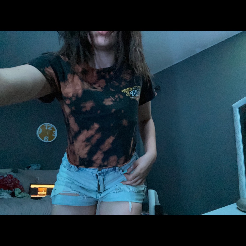 Hand bleached vans crop top